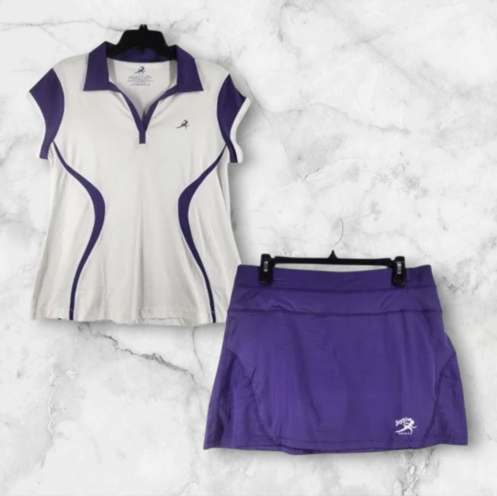 Purple and White Women's Skorts Set